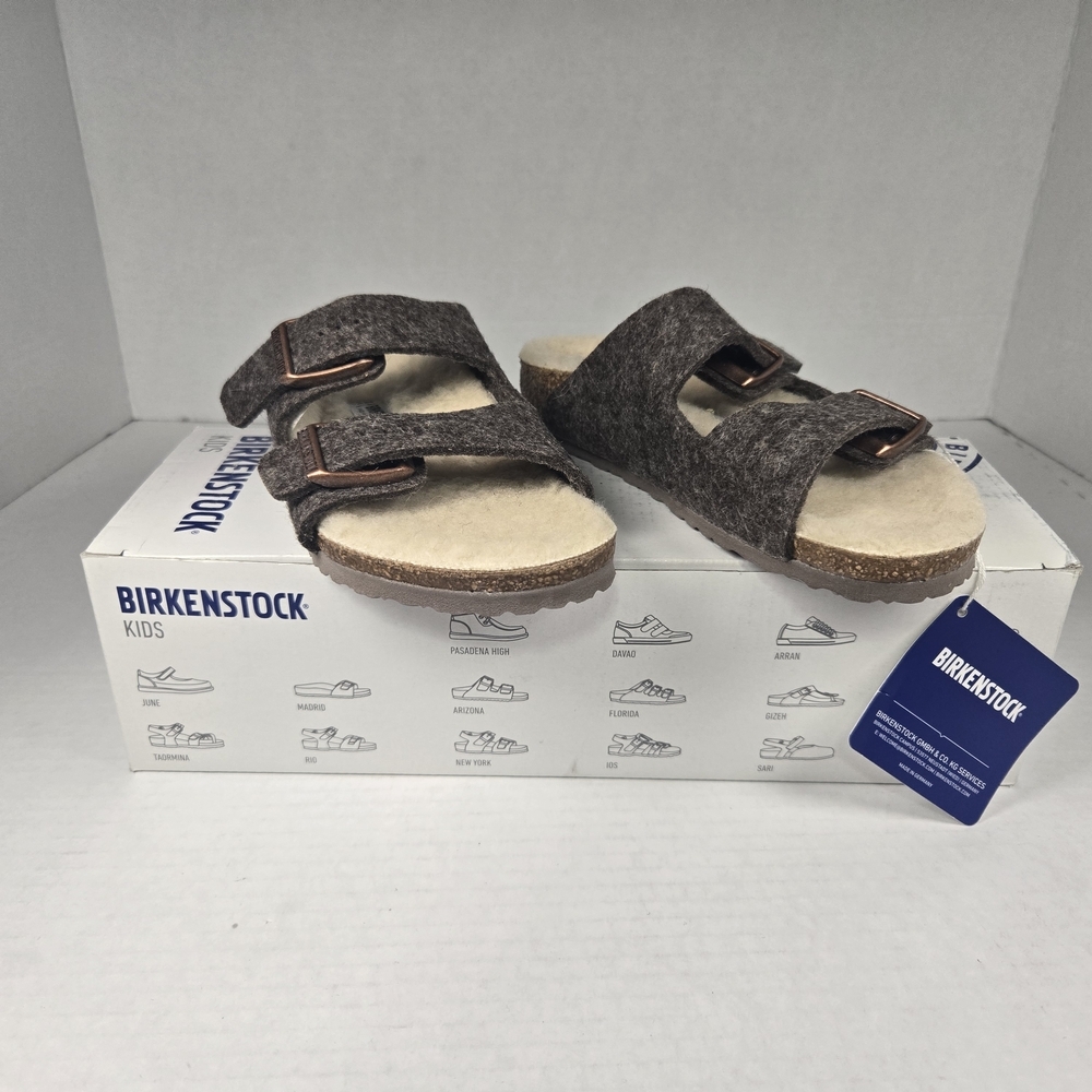 Birkenstock Arizona Cacao Happy Lamb Wool Sandals Size EU30 US C12 little kids - Picture 1 of 9
